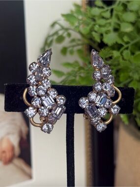 KRAMAR Vintage Crystal Cluster Statement Earrings